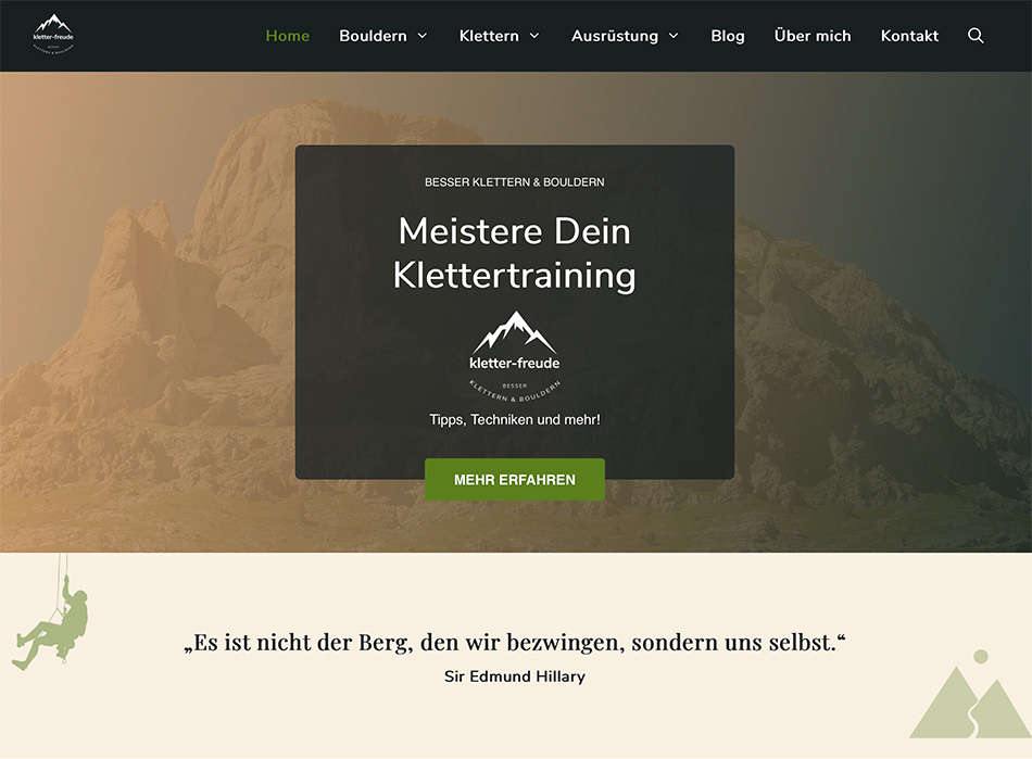 Referenz WordPress Webseite kletter-freude.de